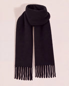 Black $|& Fame Accessories Solid Fringe Scarf - Hanger Detail